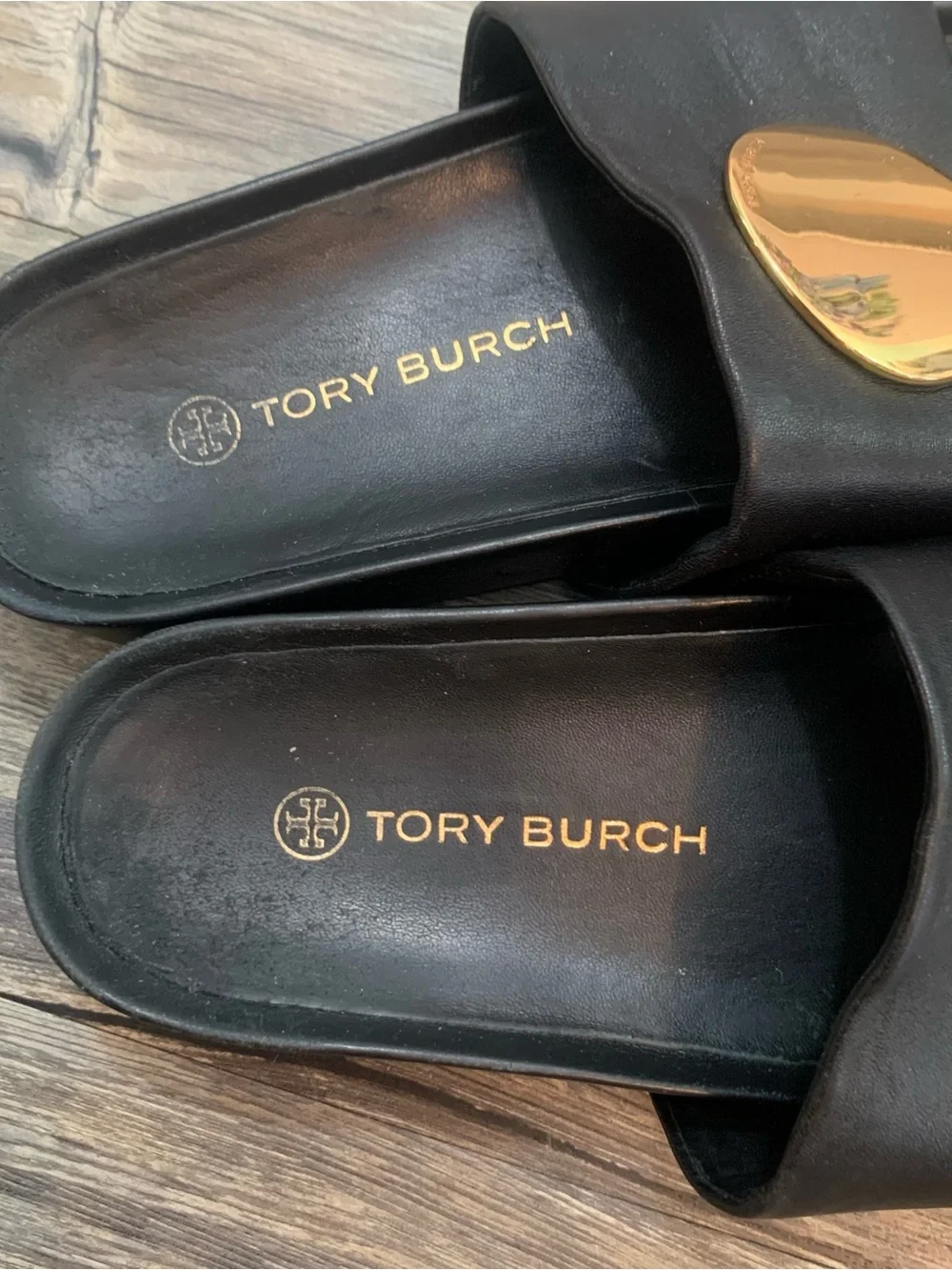 Tory Burch Patos Leather Platform Slide Sandals Sz 8M